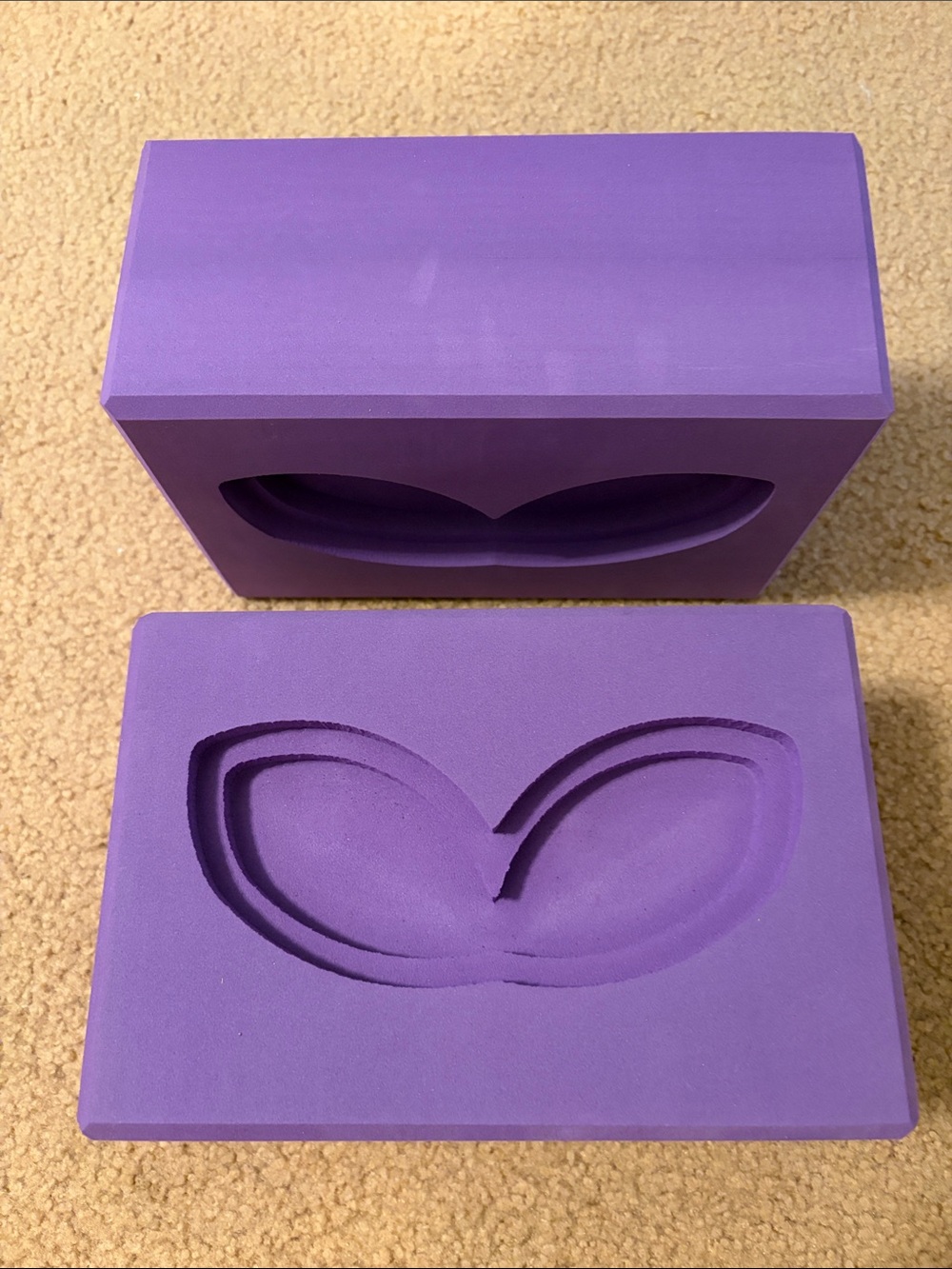 Purple Yoga Block Pair with Curved Hand Grip